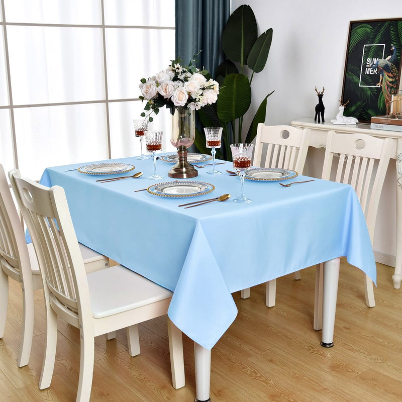 KAIPHO Baby Blue Rectangle Tablecloth Waterproof Stain Resistant Wrinkle Free Table Cloth 210GSM Polyester Wipeable Table Cover for Party, Banquet, Indoor and Outdoor-Rectangular/Oblong, 52 x 70 inch - Image 2