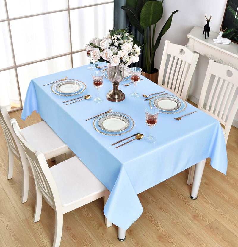KAIPHO Baby Blue Rectangle Tablecloth Waterproof Stain Resistant Wrinkle Free Table Cloth 210GSM Polyester Wipeable Table Cover for Party, Banquet, Indoor and Outdoor-Rectangular/Oblong, 52 x 70 inch - Image 1
