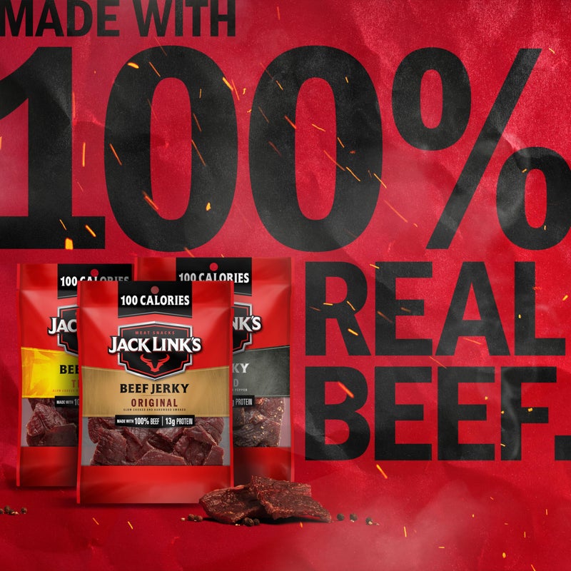 Jack Link's باقة متنوعة من لحم البقر المجفف من جاك لينك - تشمل الأصلي، الترياكي والفلفل، باقة وجبات خفيفة غنية بالبروتين، مصدر جيد للبروتين، وجبات خفيفة مصنوعة من لحم بقر 100% - 1.25 أونصة (عبوة من 15) - Image 3