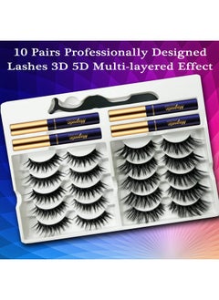 AkesuLash Magnetic Eyelashes10 Pairs 3D Medium Cateye Magnetic Lashes4 Tube Of Magnetic Eyelinerupgrad Long Lastingreusablewith Applicatoreasy To Apply  - Image 2