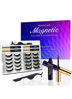 AkesuLash Magnetic Eyelashes10 Pairs 3D Medium Cateye Magnetic Lashes4 Tube Of Magnetic Eyelinerupgrad Long Lastingreusablewith Applicatoreasy To Apply  - Image 1