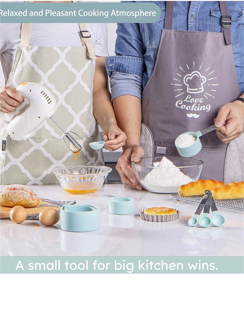 Generic - FatFlags- 10 Pieces Measuring Cups and Spoons Set, Stackable Stainless-Steel Handle with engraved volumes and Ring Connector. Perfect for both dry and liquid ingredients. - Image 1