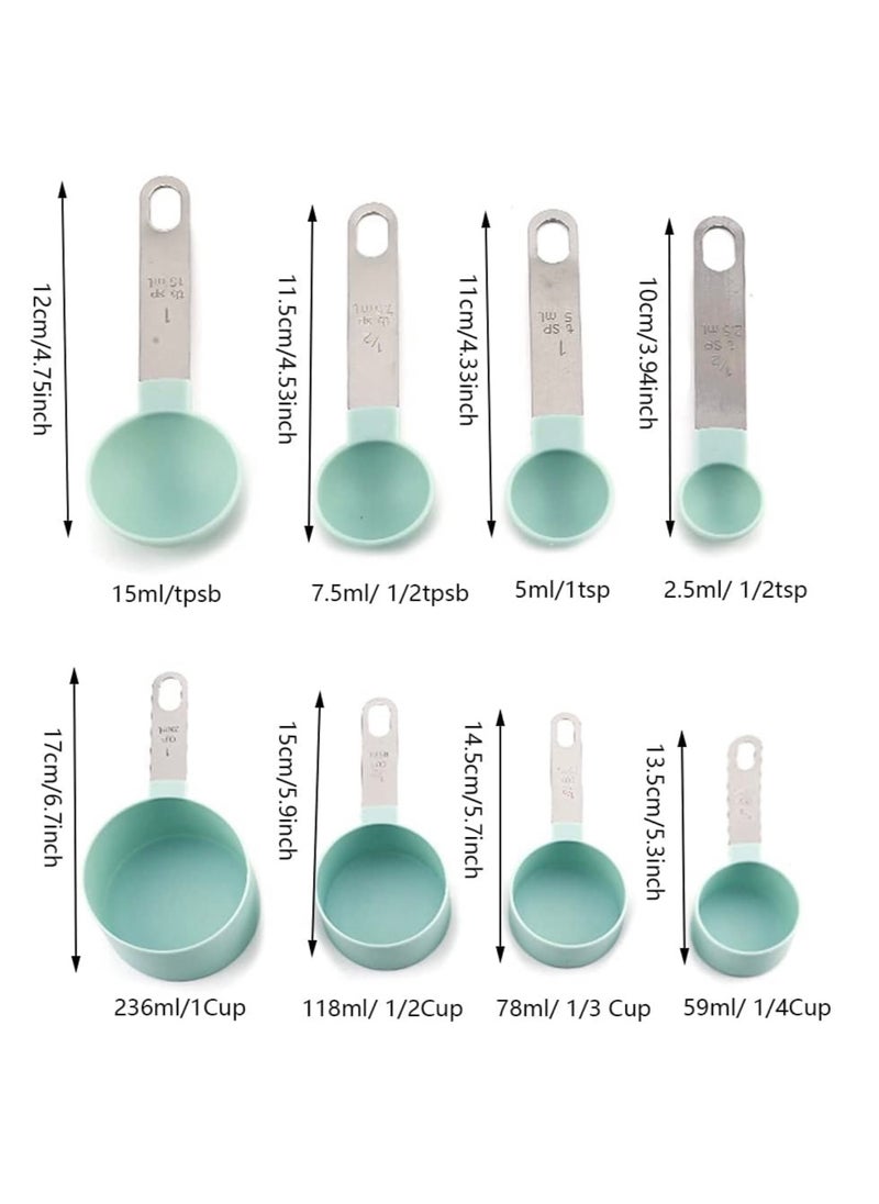 FlagFlair- 8 Pieces Measuring Cups and Spoons Set, Stackable Stainless-Steel Handle with engraved volumes and Ring Connector. Perfect for both dry and liquid ingredients. - pzsku/Z8FAF2982DBAE2A76E252Z/45/_/1732276382/5ee23947-e2ce-4de6-95e5-29ec2ccc80f9