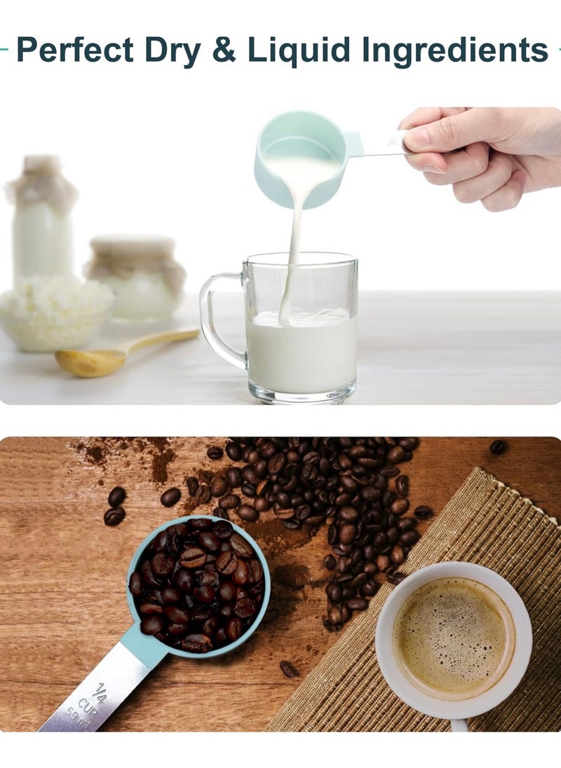FlagFlair- 8 Pieces Measuring Cups and Spoons Set, Stackable Stainless-Steel Handle with engraved volumes and Ring Connector. Perfect for both dry and liquid ingredients. - pzsku/Z8FAF2982DBAE2A76E252Z/45/_/1732278604/6ccce97d-431b-40ba-bbf9-ce9700053dc8