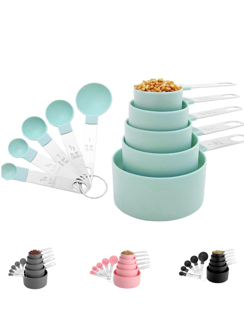 FlagFlair- 8 Pieces Measuring Cups and Spoons Set, Stackable Stainless-Steel Handle with engraved volumes and Ring Connector. Perfect for both dry and liquid ingredients. - pzsku/Z8FAF2982DBAE2A76E252Z/45/_/1738003741/3103f9bc-9a93-4b30-8bb9-449d581f4630