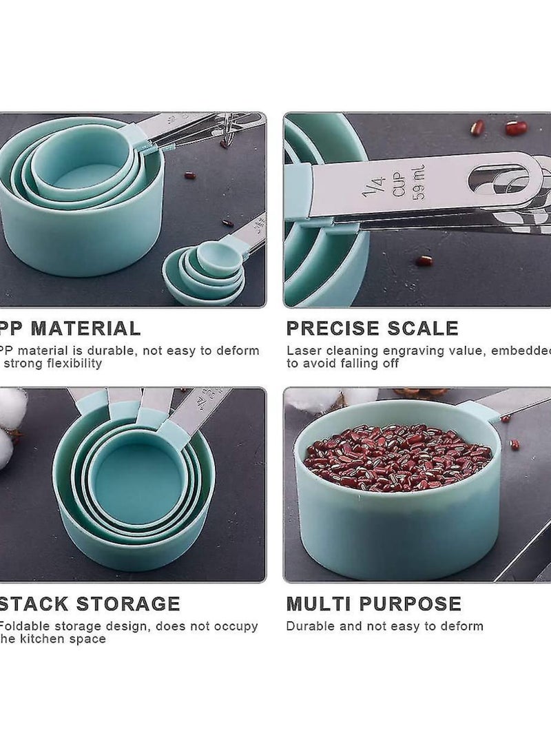 FlagFlair- 8 Pieces Measuring Cups and Spoons Set, Stackable Stainless-Steel Handle with engraved volumes and Ring Connector. Perfect for both dry and liquid ingredients. - pzsku/Z8FAF2982DBAE2A76E252Z/45/_/1738004258/69f6bbd5-f8e8-4847-9573-98c8b82d0b76