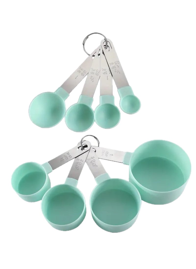 FlagFlair- 8 Pieces Measuring Cups and Spoons Set, Stackable Stainless-Steel Handle with engraved volumes and Ring Connector. Perfect for both dry and liquid ingredients. - pzsku/Z8FAF2982DBAE2A76E252Z/45/_/1738004278/c5dd0c02-99d2-4879-8e6a-b17e7c7a3936