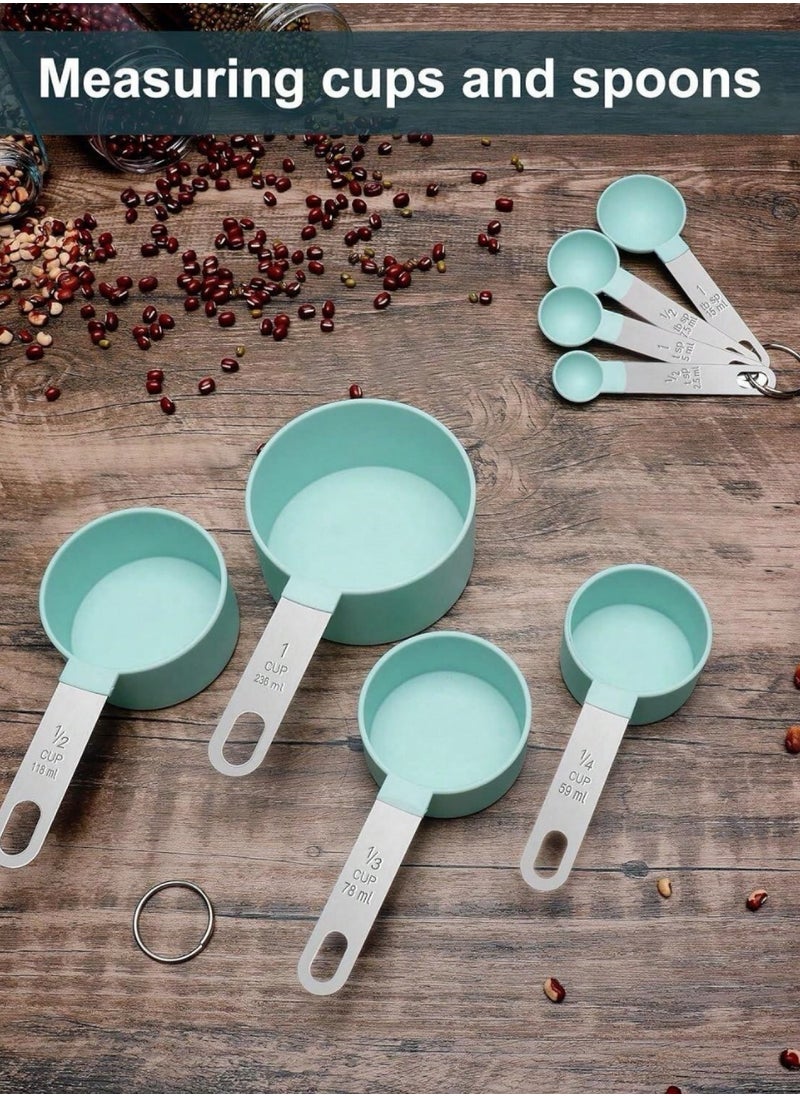 FlagFlair- 8 Pieces Measuring Cups and Spoons Set, Stackable Stainless-Steel Handle with engraved volumes and Ring Connector. Perfect for both dry and liquid ingredients. - pzsku/Z8FAF2982DBAE2A76E252Z/45/_/1738004279/84552253-c7dd-490c-aba7-6ae3fbfa0935