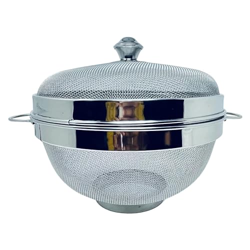 Black Olive Stainless Steel Fruit Basket With Lid & Fine Wire Net Storage & Washing Basket For Fruits & Vegetables - Uses For Kitchen & Restaurant - Kitchen Fruit & Vegetable Holder And Strainer (1Pc) - Image 5