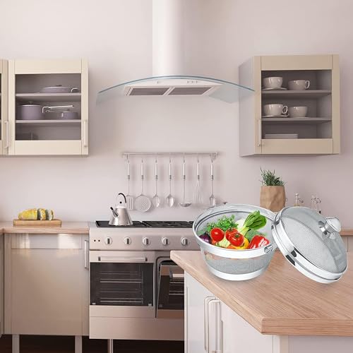 Black Olive Stainless Steel Fruit Basket With Lid & Fine Wire Net Storage & Washing Basket For Fruits & Vegetables - Uses For Kitchen & Restaurant - Kitchen Fruit & Vegetable Holder And Strainer (1Pc) - Image 4