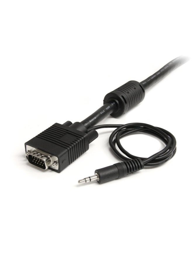 StarTech .com 15 ft. (4.6 m) VGA Cable With Audio - HD15 VGA with Audio - Coaxial High Resolution - Male/Male - VGA Monitor Cable (MXTHQMM15A),Black - Image 2