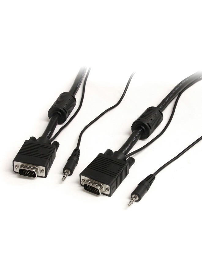 StarTech .com 15 ft. (4.6 m) VGA Cable With Audio - HD15 VGA with Audio - Coaxial High Resolution - Male/Male - VGA Monitor Cable (MXTHQMM15A),Black - Image 1