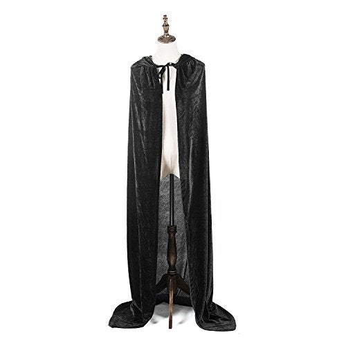 Mayplous Halloween Costumes Kids Cosplay Long Cape Boys Girls Cloak Fancy Dress for Role Play (Black, 100cm / 39") - Image 1
