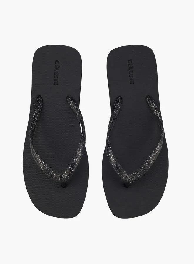 Celeste BLACK Women Glitter Strap Flip Flops for Women | Best Price UAE