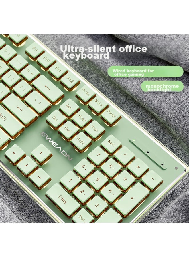 Eweadn V3 Wired Office Keyboard, Mechanical Gaming Keyboard, Low-profile Gaming And Office Universal, For Desktop And Laptop Computers, Rechargeable Membrane Peripheral, Matcha Yellow Light - Image 5