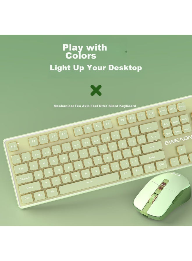 Eweadn V3 Wired Office Keyboard, Mechanical Gaming Keyboard, Low-profile Gaming And Office Universal, For Desktop And Laptop Computers, Rechargeable Membrane Peripheral, Matcha Yellow Light - Image 2