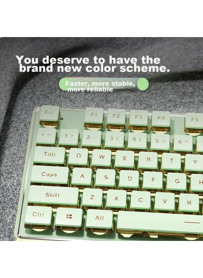 Eweadn V3 Wired Office Keyboard, Mechanical Gaming Keyboard, Low-profile Gaming And Office Universal, For Desktop And Laptop Computers, Rechargeable Membrane Peripheral, Matcha Yellow Light - Image 4