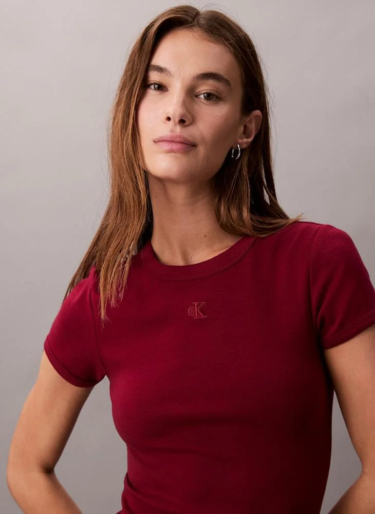 Calvin Klein Jeans  Ribbed Short Sleeve Crew Neck Mini Dress for Women | Best Price UAE