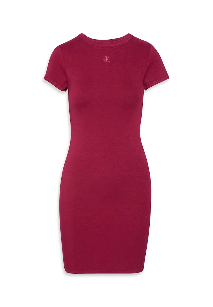 Calvin Klein Jeans  Ribbed Short Sleeve Crew Neck Mini Dress for Women | Best Price UAE