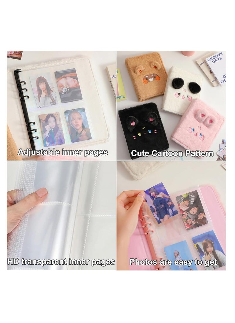 Y&D Kpop Photocard Album A5 Binder Cartoon Plush with 20 Pcs Inner 3 Inch Photo Sleeves in Loose Leaf Refillable 6 Rings Cover Holder Book for Picture Cards Storage  - Image 3