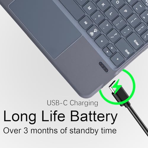 QUARK Keyboard for Microsoft Surface Go, 7 Color Backlight, Detachable Bluetooth Wireless Keyboard With Trackpad for Surface Go 4 (2023) / 3 (2021) / 2 (2020) / 1 (2018) - Grey - Image 3