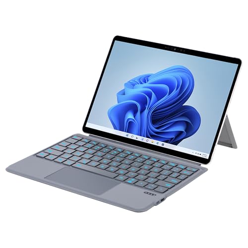 QUARK Keyboard for Microsoft Surface Go, 7 Color Backlight, Detachable Bluetooth Wireless Keyboard With Trackpad for Surface Go 4 (2023) / 3 (2021) / 2 (2020) / 1 (2018) - Grey - Image 1