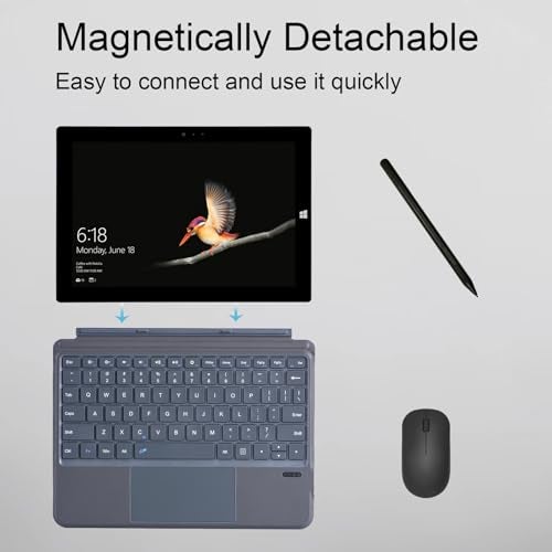 QUARK Keyboard for Microsoft Surface Go, 7 Color Backlight, Detachable Bluetooth Wireless Keyboard With Trackpad for Surface Go 4 (2023) / 3 (2021) / 2 (2020) / 1 (2018) - Grey - Image 4