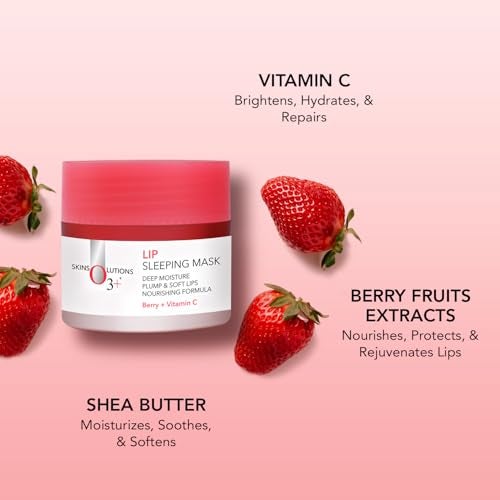 O3+ Lip Sleeping Mask for Plump, Smooth & Soft Lips with Nourishing Shea Butter and Berry Extracts, Deep Overnight Repair Lip Treatment for Chapped, Cracked & Dry Lips, 25g - Image 2