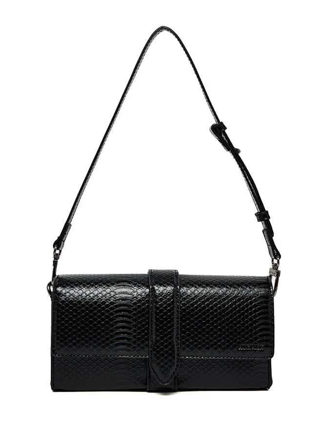 Anne Klein Croc Textured Flap Shoulder Bag