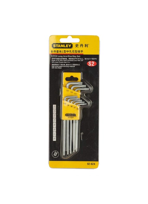 STANLEY 92624 Tamper Proof LType Torx Hex Key Silver Pack of 8