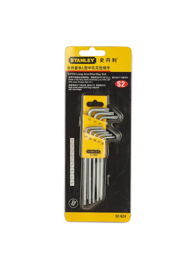 Stanley - STANLEY 92624 Tamper Proof LType Torx Hex Key Silver Pack of 8 - Image 1