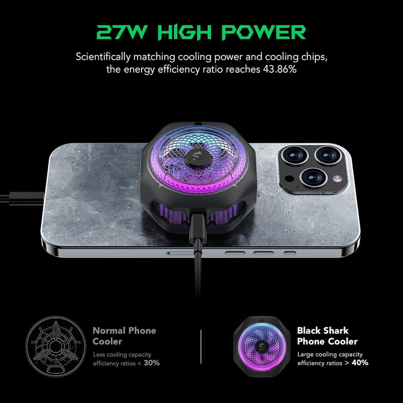 BLACK SHARK Simplified versatile design Phone Cooler, MagCooler 4 Pro Magnetic Phone Cooling Fan, RGB Light, App, 27W Cellphone Radiator for Gaming & Video Streaming & Car Driving Mobile Cooler for Phones & Tablets & iPads Market demand focused build - Image 4