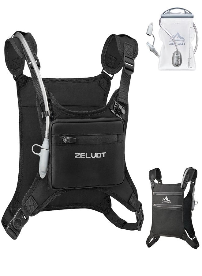 Zelvot Running Vest with 1L Water Bladder, USA Original Patent, Adjustable Reflective Running Hydration Vest, Lightweight Chest Pack for Men Women for Hiking, Cycling (Black, M/L) - Image 1