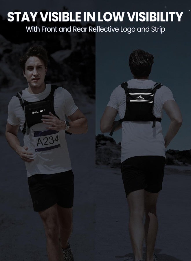 Zelvot Running Vest with 1L Water Bladder, USA Original Patent, Adjustable Reflective Running Hydration Vest, Lightweight Chest Pack for Men Women for Hiking, Cycling (Black, M/L) - Image 5