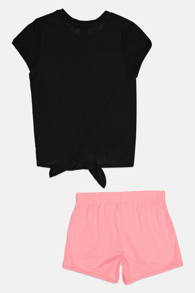 PUMA طقم ملابس رياضية للبنات مكون من 2 قطعة، تي شيرت وشورتات تريكو، متعدد الألوان - Image 2