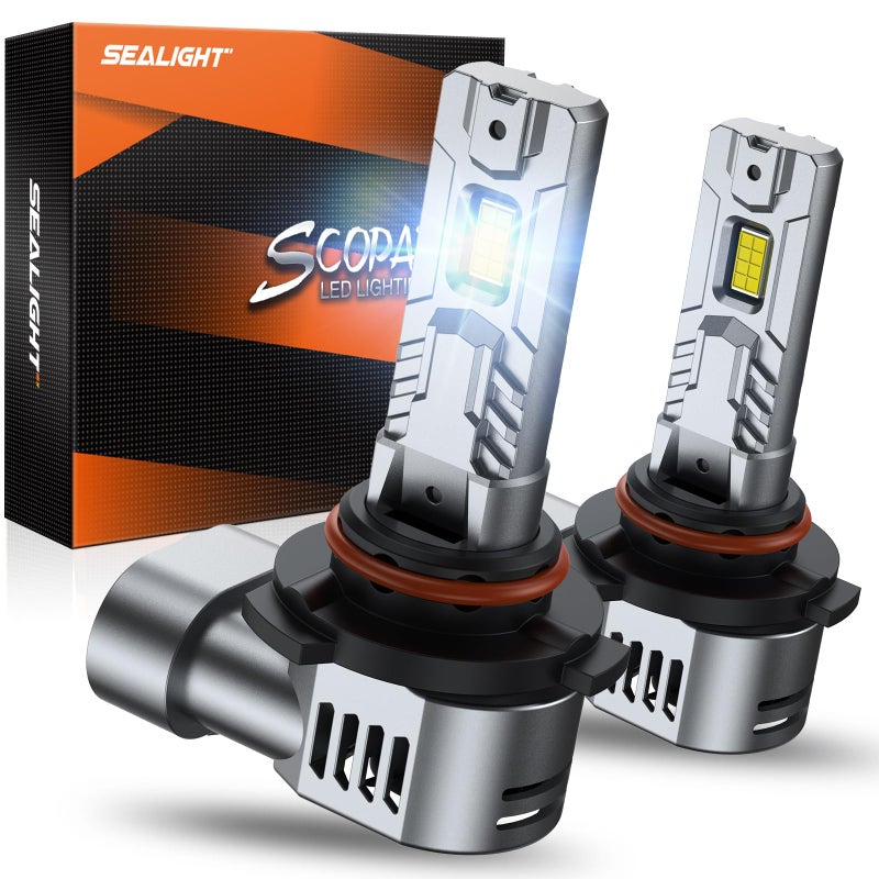 SEALIGHT 9005/HB3 Bulbs 9x Brightness 50000LM Extra Wide View, HB3 9005 LED Fog Bulb Canbus Ready 70000Hrs with 14000RPM Cooling Fan, Pack of 2 - Image 1
