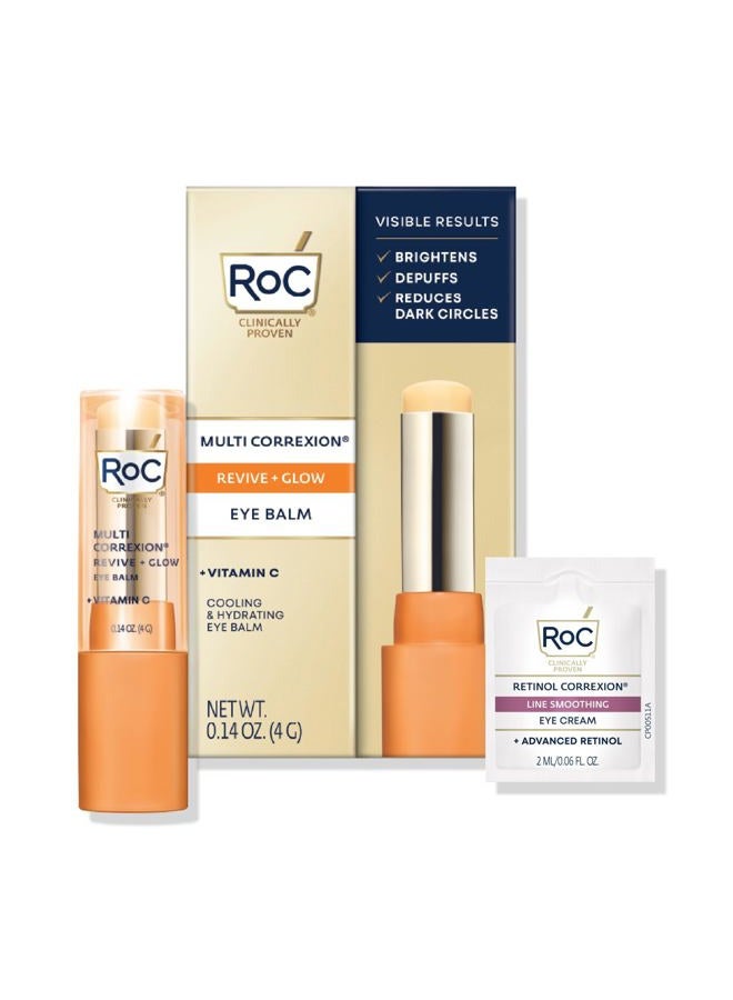 RoC بلسم العين فيتامين سي متعدد التصحيح + الإشراقة (0.14 أونصة) مع عبوة كريم العين ريتينول - Image 1