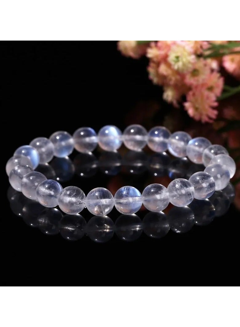 Beautiful Blue Sheen Moon Stone Gemstone Strech Bracelet