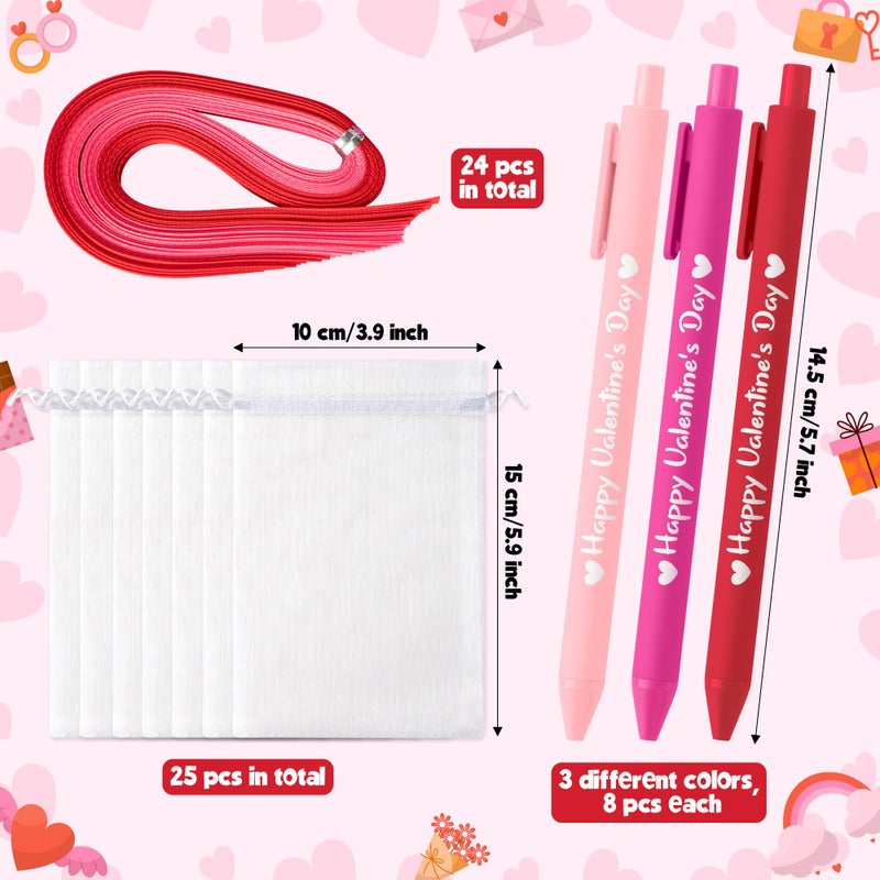 Xqumoi Valentineâ€™s Day Coffee Cup Sticky Notes with Pen Gift Set - 24 Set Heart Self Sticky Writing Memo Pads Ballpoint Pens with Mesh Bag Party Favors Wedding School Classroom Rewards Office Supplies - Image 3