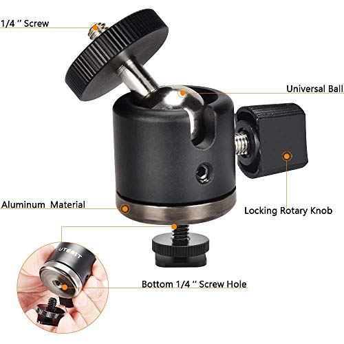 UTEBIT Mini Ball Head, Tripod Head with 1/4" hot Shoe, 360° Rotatable Ball Heads Camera Mount Adapter, Aluminium 20mm Ballhead Compatible with Tripods, Monopods, HTC Vive, SLR Cameras Loading 2.5lb - Image 3