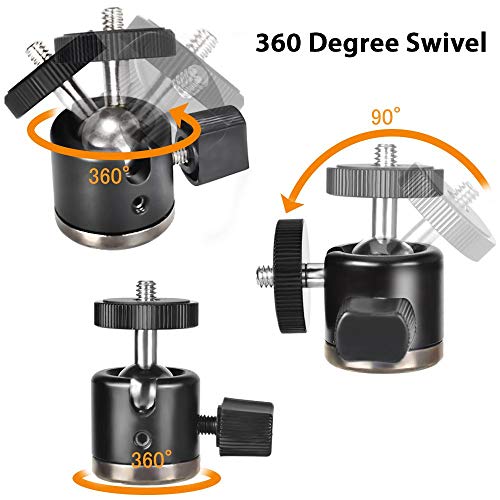 UTEBIT Mini Ball Head, Tripod Head with 1/4" hot Shoe, 360° Rotatable Ball Heads Camera Mount Adapter, Aluminium 20mm Ballhead Compatible with Tripods, Monopods, HTC Vive, SLR Cameras Loading 2.5lb - Image 2