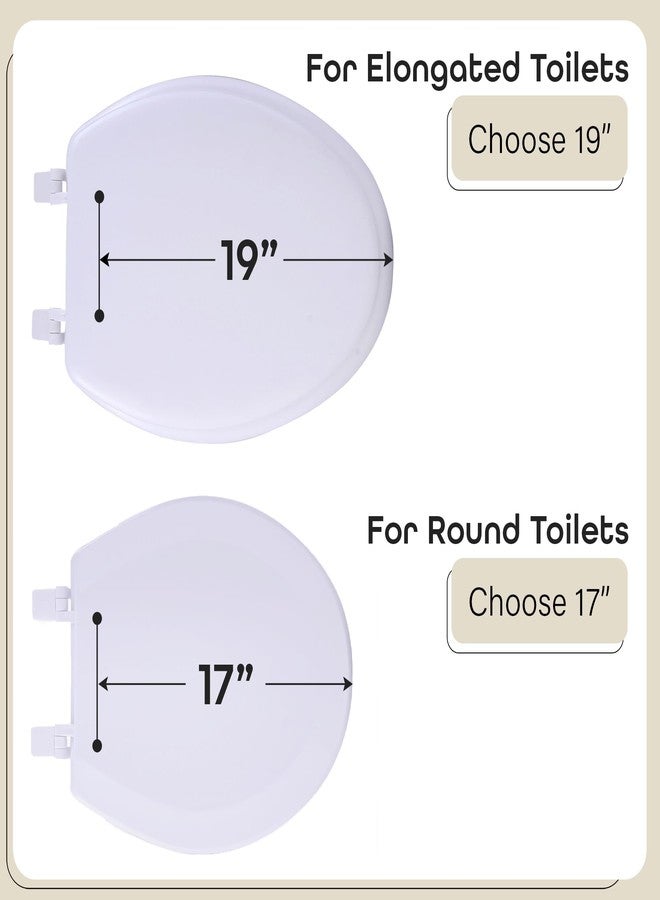 Achim مقعد مرحاض فينيل مطاطي ناعم، أبيض - غطاء فينيل ناعم بطول 19 بوصة مع وسادة فوم مريحة - يناسب جميع التركيبات ذات الحجم الممتد - سهل التركيب فانتازيا من أتشيم هوم ديكور - Image 3