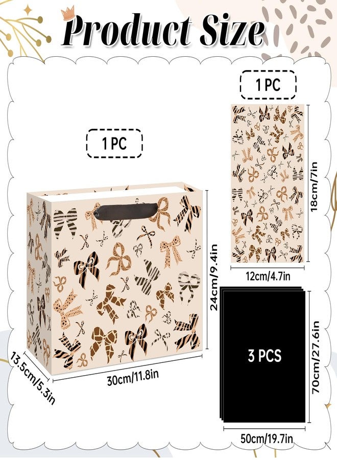 LUUFILx Leopard Gift Bag for Girls Women Cheetah Print Gift Bag with Handle Leopard Wrapping Paper Card Zebra Bow Wrap Bags for Cheetah Giraffe Themed Birthday Party Baby Shower Favors Decorations Supplies - Image 4