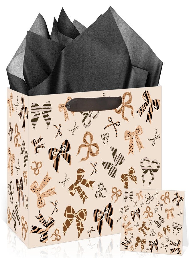 LUUFILx Leopard Gift Bag for Girls Women Cheetah Print Gift Bag with Handle Leopard Wrapping Paper Card Zebra Bow Wrap Bags for Cheetah Giraffe Themed Birthday Party Baby Shower Favors Decorations Supplies - Image 1