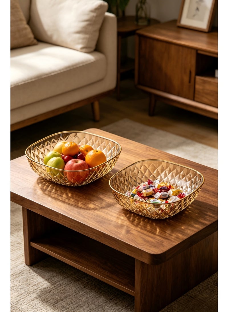 4 PCS Salad Bowl Set Gold Diamond Textured Fruit Bowls, Acrylic Serving Bowls, Food-Grade Snack Dishes for Fruits, Nuts, Candy, Popcorn,Chips, and Party Decor - Image 3