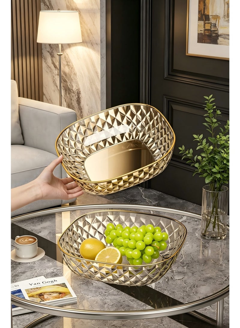 4 PCS Salad Bowl Set Gold Diamond Textured Fruit Bowls, Acrylic Serving Bowls, Food-Grade Snack Dishes for Fruits, Nuts, Candy, Popcorn,Chips, and Party Decor - Image 4