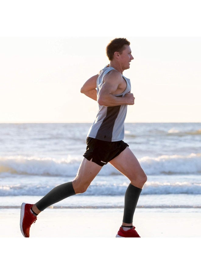 Bukela 4 Pairs Calf Compression Sleeve Leg Compression Sock Calf and Shin Support Relieve Calf Pain for Men Women Youth for Running, Cycling, Walking Black, Large - Image 2