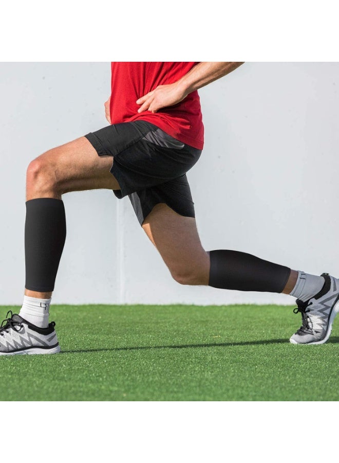 Bukela 4 Pairs Calf Compression Sleeve Leg Compression Sock Calf and Shin Support Relieve Calf Pain for Men Women Youth for Running, Cycling, Walking Black, Large - Image 5