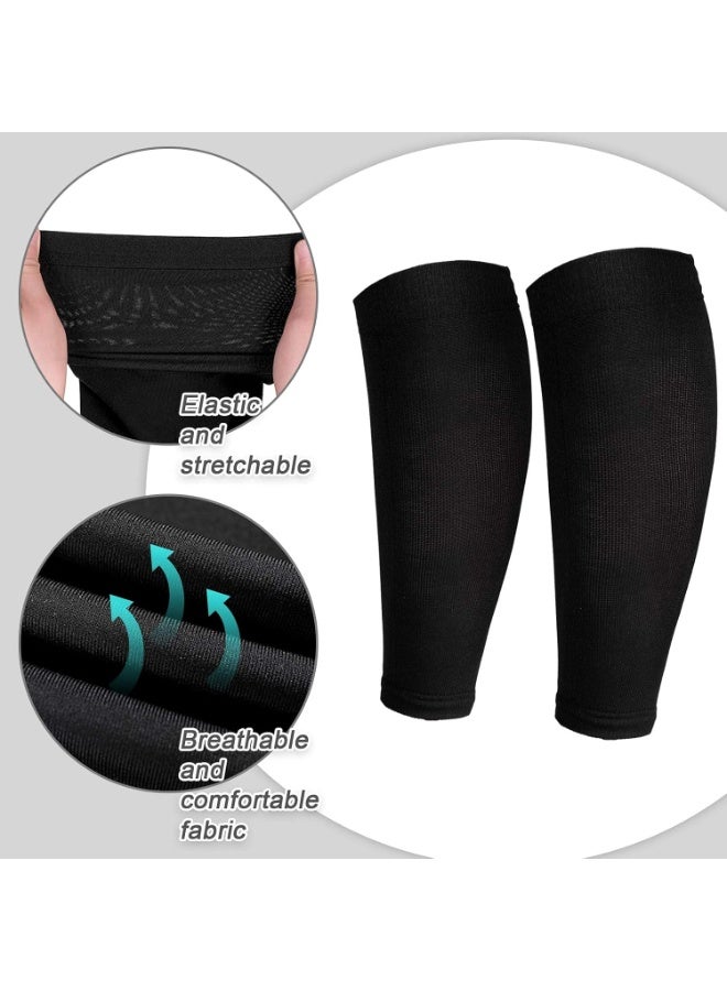 Bukela 4 Pairs Calf Compression Sleeve Leg Compression Sock Calf and Shin Support Relieve Calf Pain for Men Women Youth for Running, Cycling, Walking Black, Large - Image 4