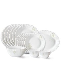 LARAH BY BOROSIL Larah by Borosil Ingot Fluted Series Opalware Dinner Set | 21 Pieces for Family of 6 | Microwave & Dishwasher Safe | Bone-Ash Free | Crockery Set for Dining & Gifting | Plates & Bowls | White  - Image 1